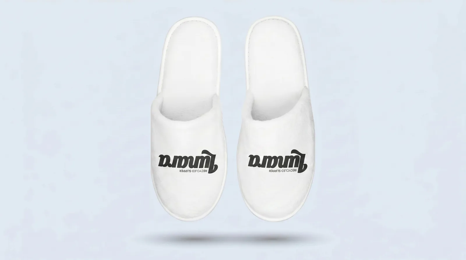 White LUNARA hotel slippers with embroidered logo